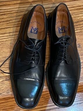 Sandro Moscoloni Black Leather Cap Toe Derbys 8.5D